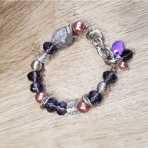 Lia Sophia Women's "Purple Haze" Beaded Stretch Stack Bracelet *READ DESCRIPTION